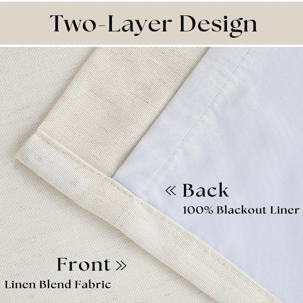102 Inches Long Pinch Pleated Linen Blackout Farmhouse New - Picture 5 of 11